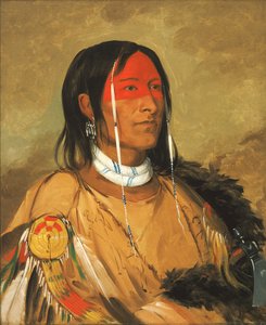 Eeh-tow-wées-ka-zeet, Der, der Augen hinter sich hat, auch bekannt als Gebrochener Arm, ein herausragender Tapferer, 1832 von George Catlin