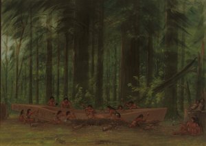 Ausgrabung eines Kanus - Nayas-Indianer