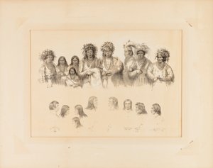 Indianer: 9 männliche und weibliche Torsos; 9 Köpfe, Profile--Nr. 28 von George Catlin