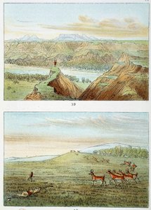 Indianer Amerikas: Antilopenjagd. Gravur von George Catlin (1794-1872)