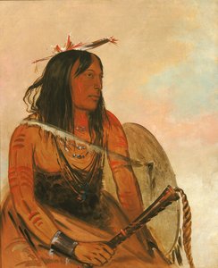 Ish-a-ró-yeh, Der einen Wolf trägt, ein angesehener Tapferer von George Catlin