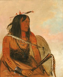 Ish-a-ró-yeh, Der einen Wolf trägt, ein ausgezeichneter Tapferer, 1834 von George Catlin