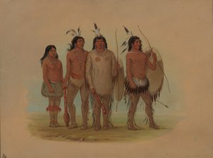 Kiowa-Häuptling, seine Frau und zwei Krieger, 1861-1869 von George Catlin