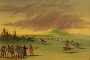 La Salle trifft auf eine Kriegspartei der Cenis-Indianer auf einer Prärie in Texas, 25. April 1686, 1847-1848 von George Catlin