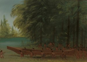 Ein Kanu zu Wasser lassen - Nayas-Indianer, 1855-1869