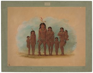 Lengua-Häuptling, seine zwei Frauen und vier Kinder von George Catlin