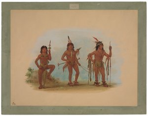 Lengua Medizinmann mit zwei Kriegern