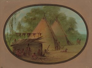 Herstellung von Feuersteinpfeilspitzen - Apachen, 1855-1869