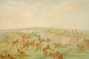 Mandan greifen eine Gruppe von Arikara an von George Catlin