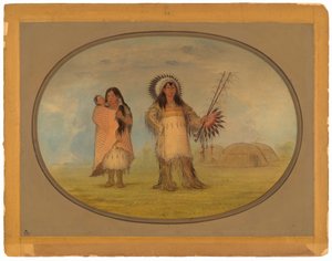 Mandan-Häuptling, seine Frau und Kind von George Catlin