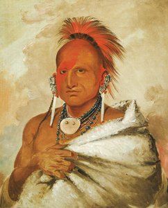 O-rón-gás-see, Bärenfänger, ein berühmter Krieger, 1832 von George Catlin