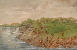 Ojibwa beim Umtragen um die St. Anthony Fälle von George Catlin