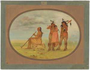 Alter Menomonie-Häuptling mit zwei jungen Schönlingen von George Catlin