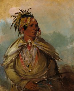 Pah-mee-ców-ee-tah, Mann der Spuren verfolgt, ein Häuptling von George Catlin
