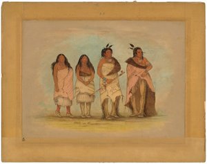 Pawneepict-Häuptling, zwei Töchter und ein Krieger von George Catlin