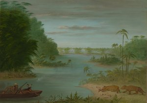 Pont de Palmiers und Tigerjagd, 1854-1869 von George Catlin