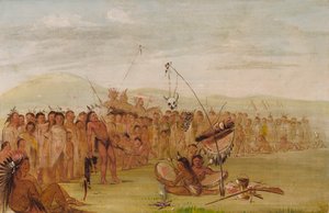 Selbstfolter in einer Sioux-Religionszeremonie, 1835-1837 von George Catlin