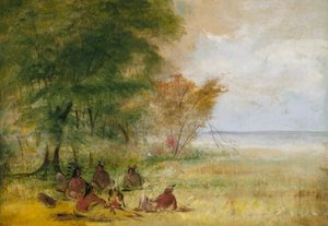 Sioux-Indianerrat, Häuptlinge in tiefer Beratung von George Catlin