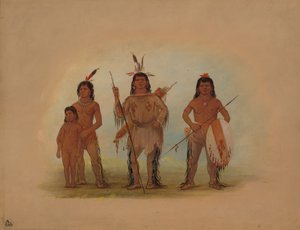 Spokan-Häuptling, zwei Krieger und ein Junge, 1855-1869 von George Catlin