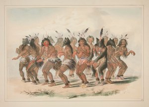 Der Bärentanz, Tafel 18 aus dem Nordamerikanischen Indianer-Portfolio von George Catlin