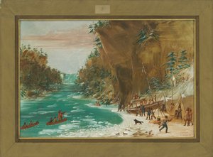 Die Expedition lagerte unterhalb der Niagarafälle am 20. Januar 1679, 1847-48