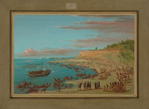 Der Griffin fährt in den Hafen von Mackinaw ein, 27. August 1679, 1847-48 von George Catlin