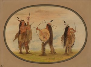 Drei Mandan-Krieger bewaffnet für den Krieg, 1861-1869 von George Catlin