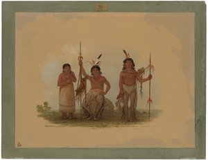Zwei Arapaho-Krieger und eine Frau