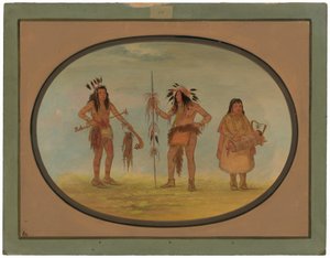 Zwei Ojibbeway-Krieger und eine Frau von George Catlin