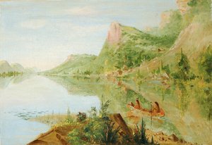 Blick auf den Wisconsin River, Winnebago schießt Enten