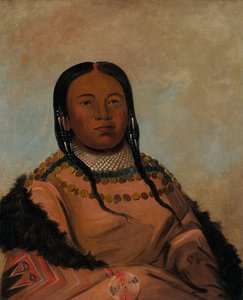 Wi-lóoh-tah-eeh-tcháh-ta-máh-nee, Rotes Ding, das beim Marschieren berührt, Tochter von Black Rock, 1832 von George Catlin