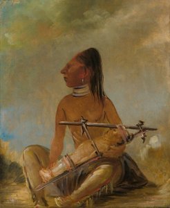 Frau und Kind, die zeigen, wie die Köpfe von Kindern abgeflacht werden von George Catlin
