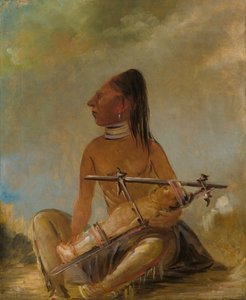Frau und Kind, die zeigen, wie die Köpfe der Kinder abgeflacht werden von George Catlin
