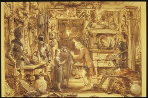 Der Alte Kuriositätenladen - Little Nells Zuhause - Innenansicht des Alten Kuriositätenladens, 1840 von George Cattermole