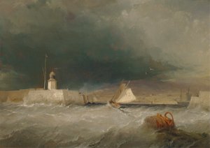 Hafen an einem stürmischen Tag von George Chambers