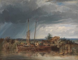 Zwei Fischerboote am Ufer von Binnengewässern