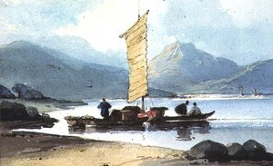 Boot mit gelbem Segel, China
