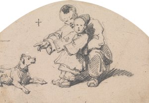 Chinesischer Vater und Kind mit Hund