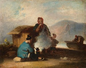 Chinesische Szene, Frauen bereiten Tee zu von George Chinnery