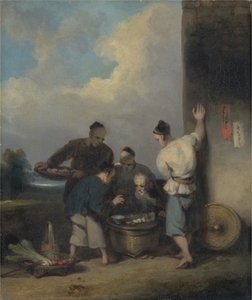 Kulis am Stand des Lebensmittelverkäufers