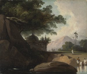 Indische Landschaft mit Tempel