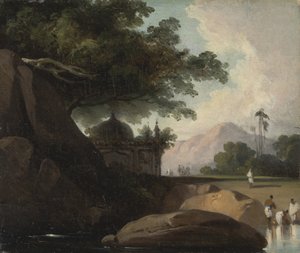 Indische Landschaft mit Tempel von George Chinnery