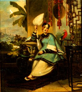 Porträt eines Mädchens mit einem Papagei von George Chinnery
