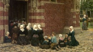 Hochmesse in einem Fischerdorf am Zuiderzee, Holland von George Clausen