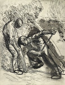 Den Heuschober stützen, ca. 1900 von George Clausen