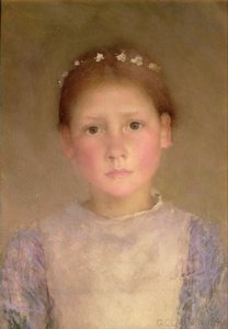 Der Gänseblümchenkranz - Eine Studie bei schwachem Licht, 1890 von George Clausen
