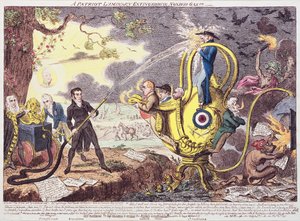 Ein patriotisches Licht löscht giftiges Gas!!! 1817 von George Cruikshank