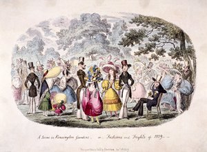 Eine Szene in den Kensington Gardens - oder - Mode und Schrecken von 1829 von George Cruikshank