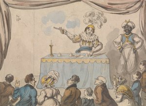 Zauberer mit Pistole und Karten von George Cruikshank