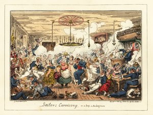 Englische Matrosen trinken und tanzen in einem Pub, Napoleonische Ära, 1829